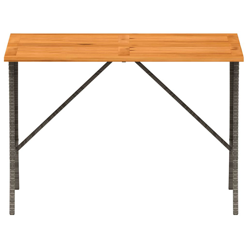 Garden Table With Acacia Wood Top 105X75x72 Cm Poly Rattan, Grey