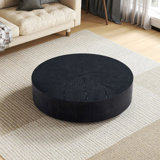 Modern Drum Coffee Table - Black MDF Round Living Room Centre Table, No Assembly Required, Space-Saving Design For Apartments & Small Spaces