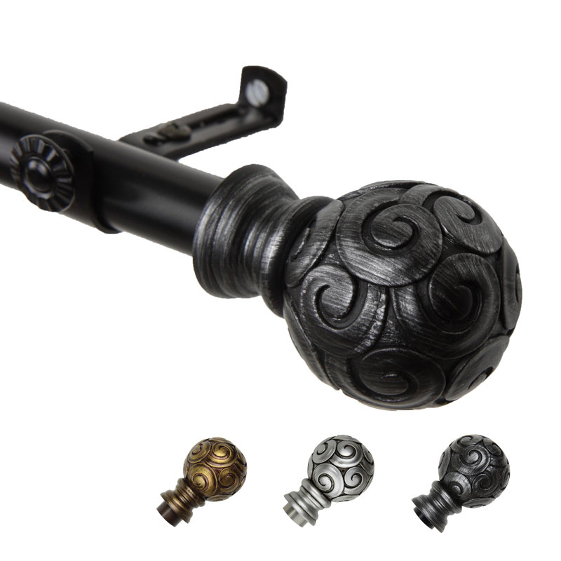 Tringle à rideaux simple Margunde, Noir, 48 po à 84 po