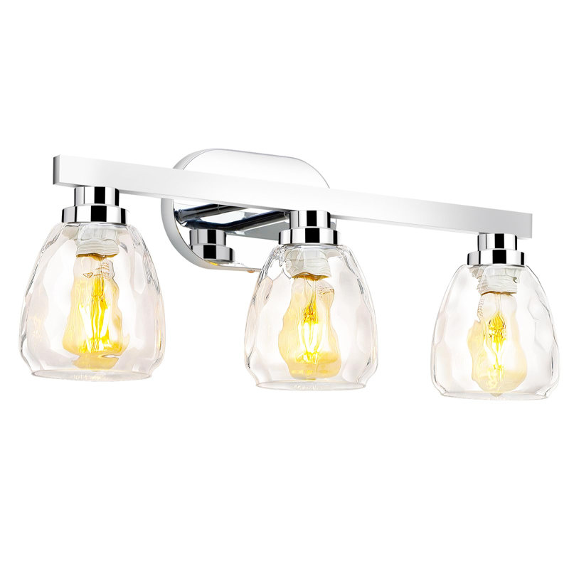 Light Bathroom Light Fixtures, Modern Vanity Lights With Hammered Glass Shade, 3