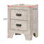 Table de chevet 2 tiroirs en bois blanchi blanc, style transitionnel avec quincaillerie en métal