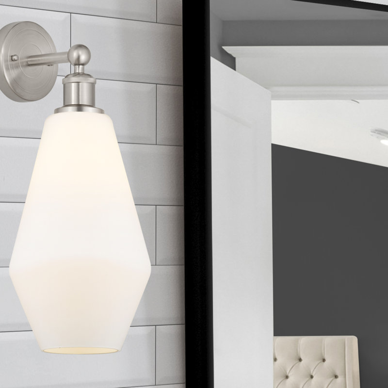Amylea Armed Sconce, Cased Matte White, Brushed Satin Nickel