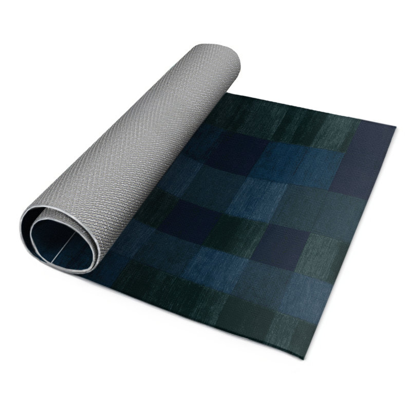 Tapis d'intérieur et d'extérieur à carreaux bleu, Rectangulaire 3 pi x 5 pi