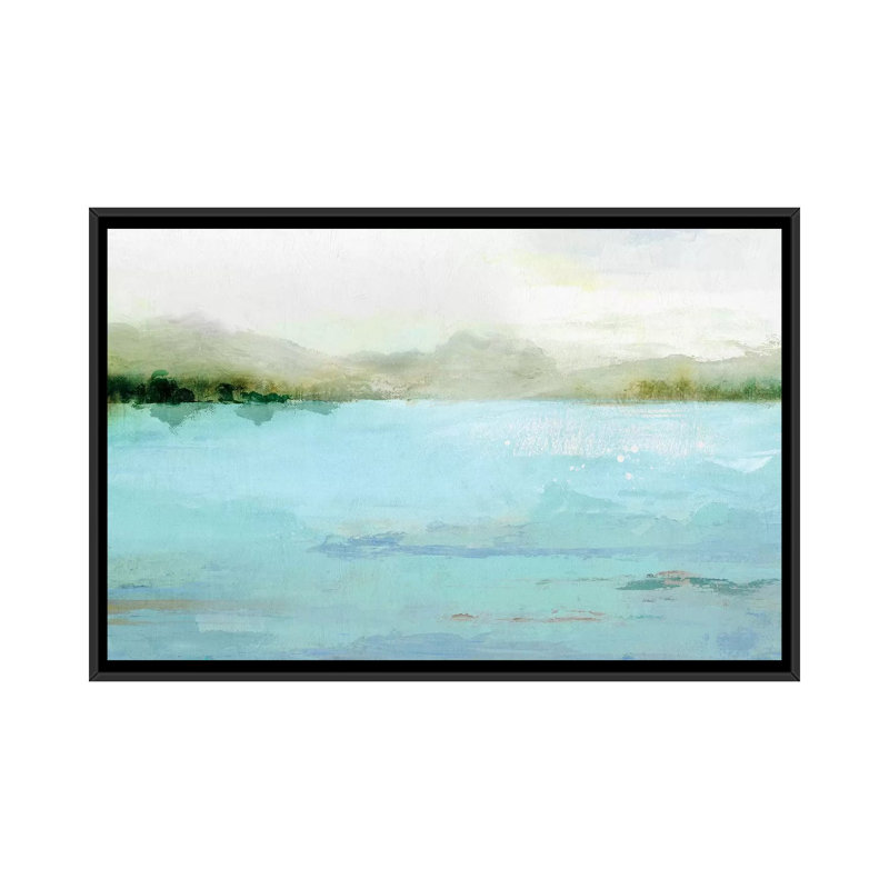 « lake », impression sur toile, H 18 po x l 26 po x P 1,5 po, Toile avec cadre noir, Pas de tapis