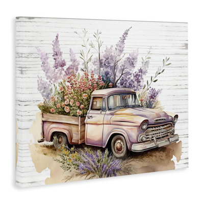 Lavender Filled Truck Canvas Wall Art by Lettered and Lined