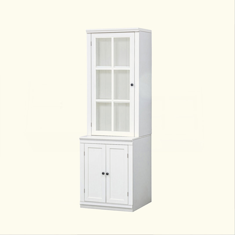 Vitrine haute de 75,25 po avec porte simple en verre trempé, bahut avec porte à double action à gauche et à droite pour le salon, la cuisine, la maison, le studio ou l'espace de travail
