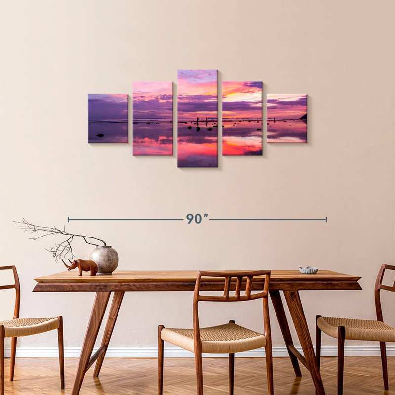 Coucher de soleil mauve, H 34 po x l 74 po
