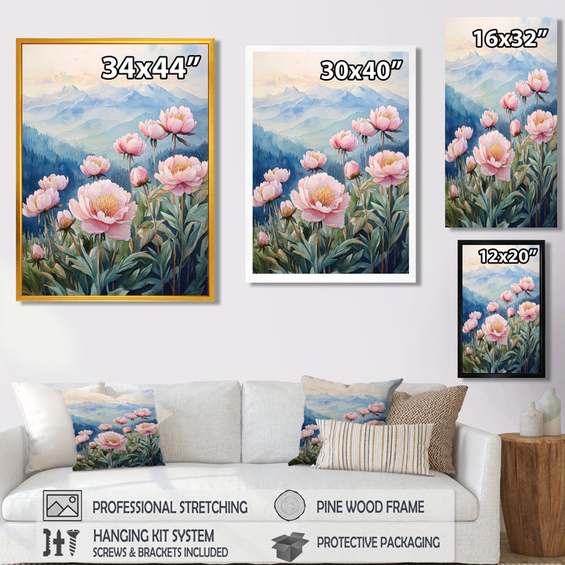 Beardmore - Floral Canvas Art Print, H 32 po x l 24 po, Reproduction encadrée d'une seule photo, Blanc