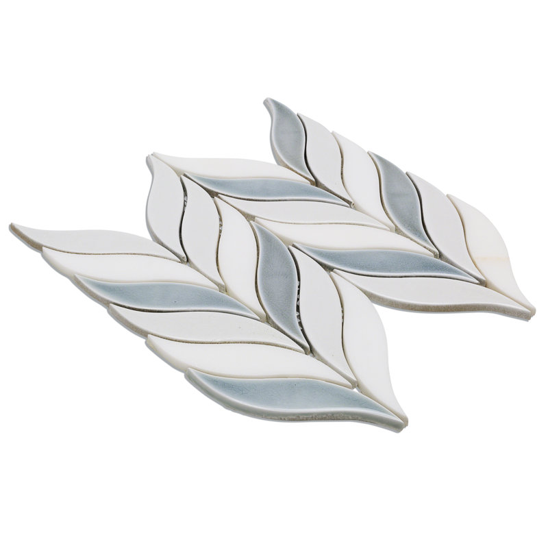 Carreau de mosaïque murale en céramique 2 "x 3" Divine Sprig (0,86 pi. Ca. / feuille), Bleu arctique