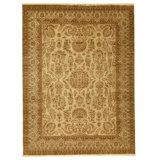 Hand Knotted Wool Oriental Area Rug in Gold And Beige