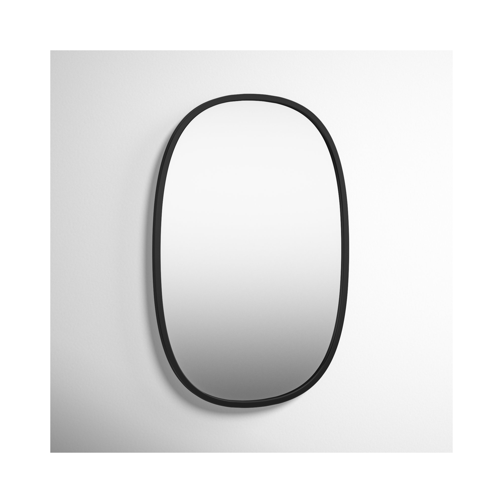 Sabine Metal Curved Oval Wall Mirror, 30" x 20", Black