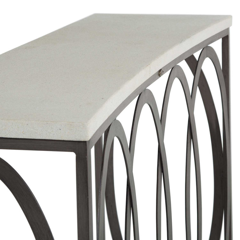 Ella Outdoor Buffet and Console Table, Charcoal/Travertine Superstone