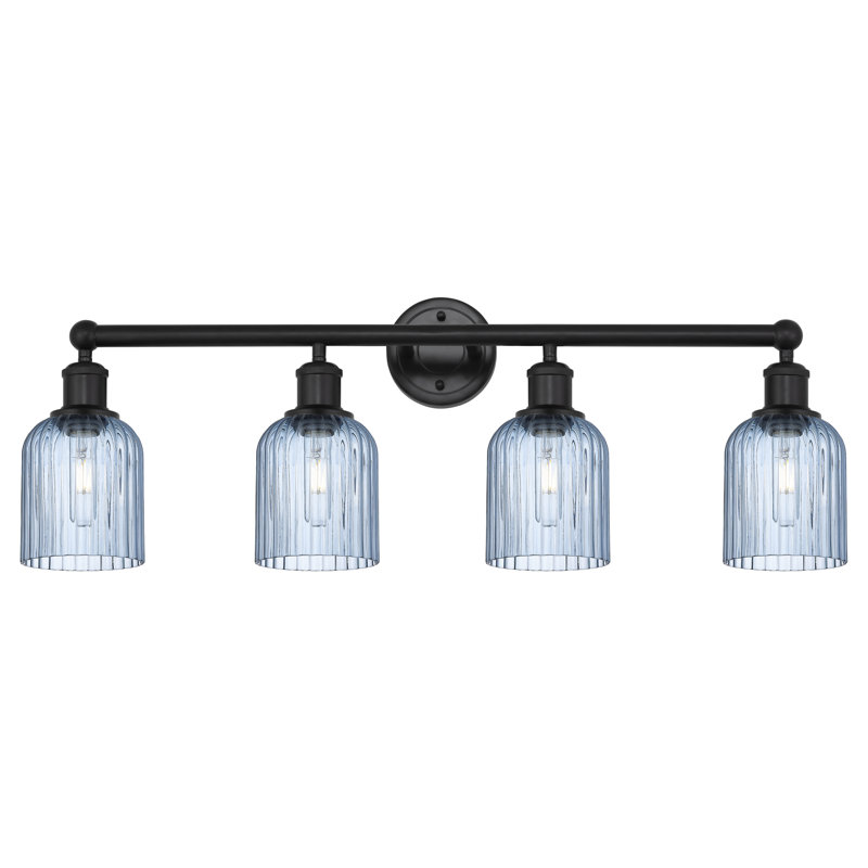 Éclairage pour meuble-lavabo à 4 lumières à intensité variable Fiennes Veil, Noir mat, Bleu