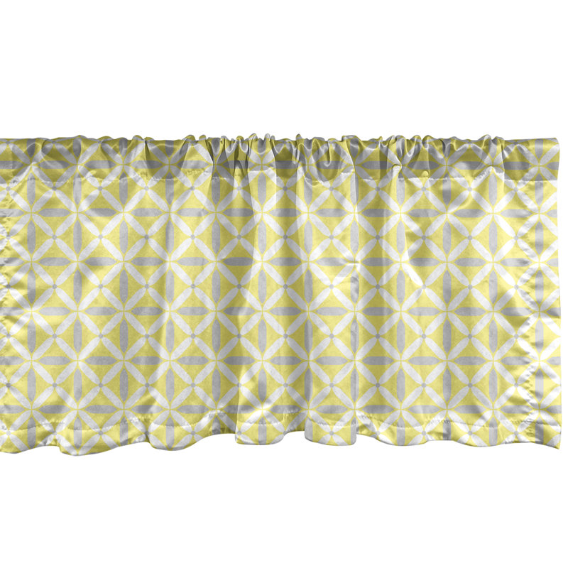 Cantonnière Ambesonne, paquet de 2 formes géométriques énergiques, jaune pastel, gris pâle