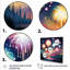 Feux d'artifice bleus et roses au bord du lac - Art mural-1288608169-1288608183