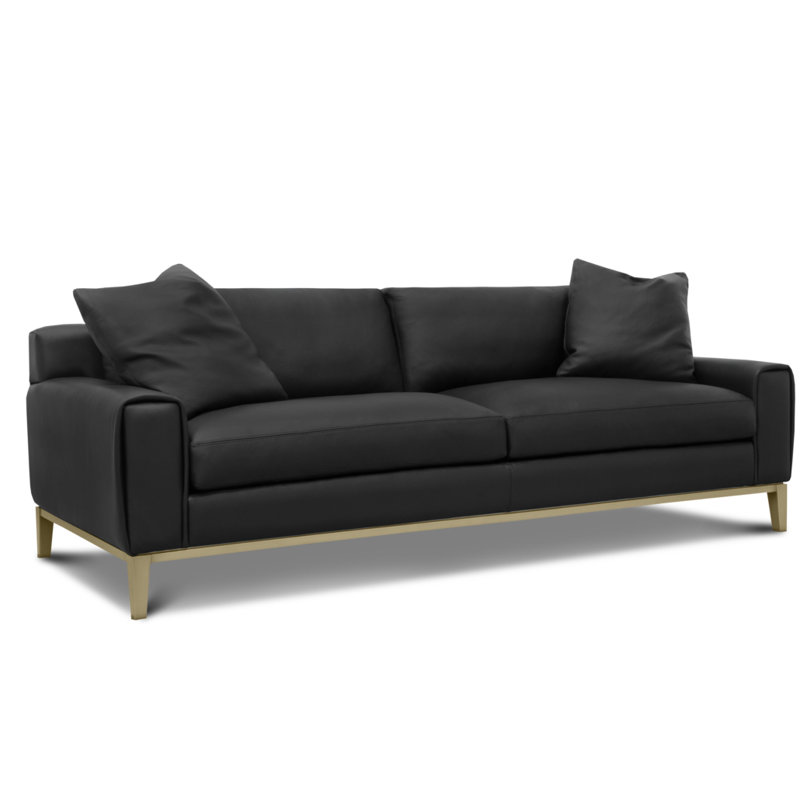 Como 96'' Leather Sofa, Taupe (Providence), Satin Dark Bronze