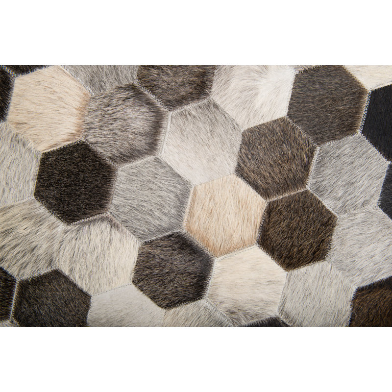 Angulo Cowhide Geometric Area Rug, Rectangle 6'7" x 9'8"