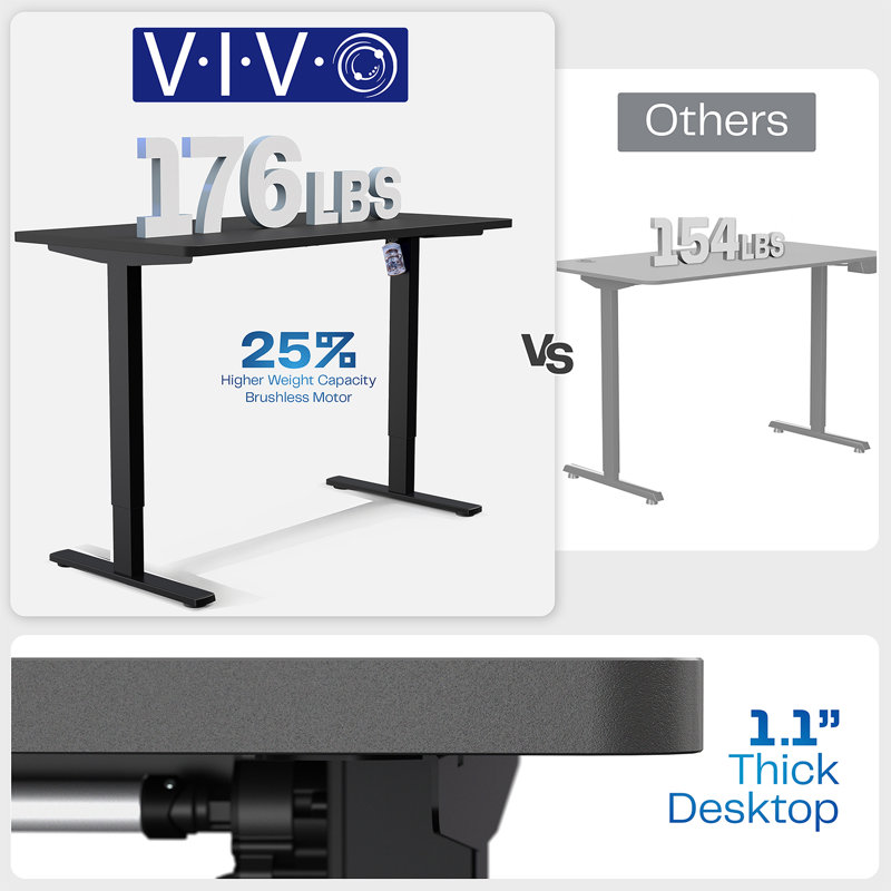 Vivo Electric Stand Up Desk, Reclaimed Wood, 70.9" W, Black