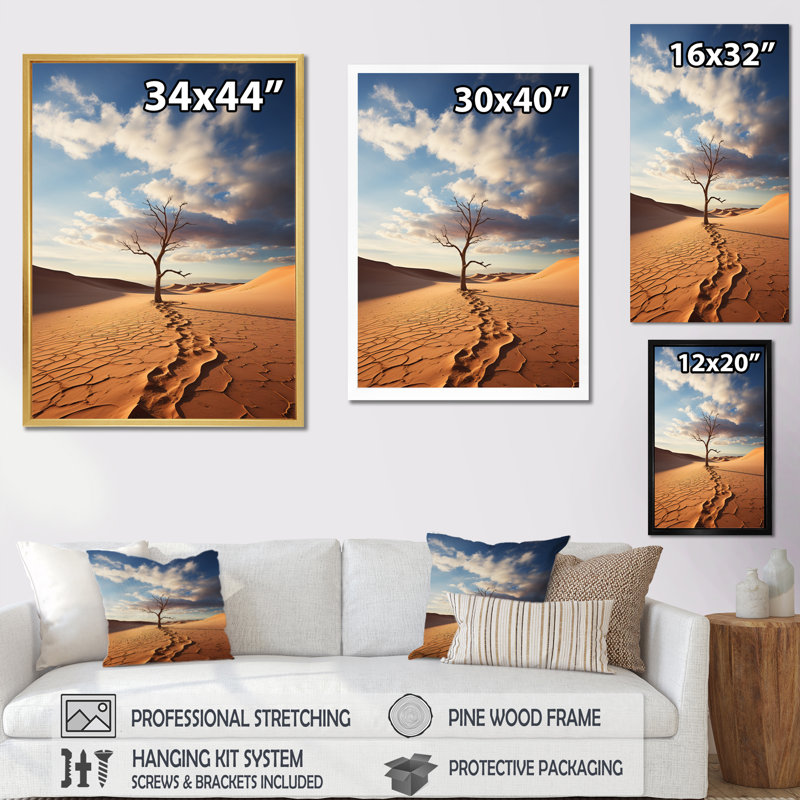 Klazien Desert Serenity In Solitude I, reproduction d'art sur toile, Noir, H 44 po x l 34 po x P 1,5 po