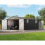 Remises durables en acier pour grand rangement, garage gris moderne avec fenêtres