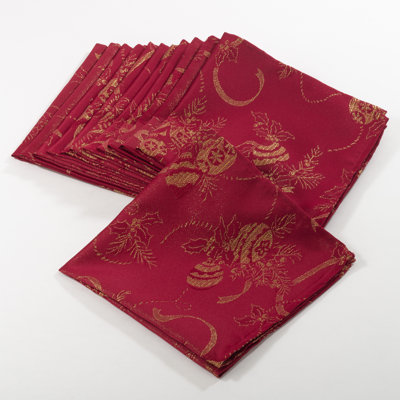 Christmas Design Jacquard Holiday Cloth Napkins 20" W X 20" L, Set Of 12