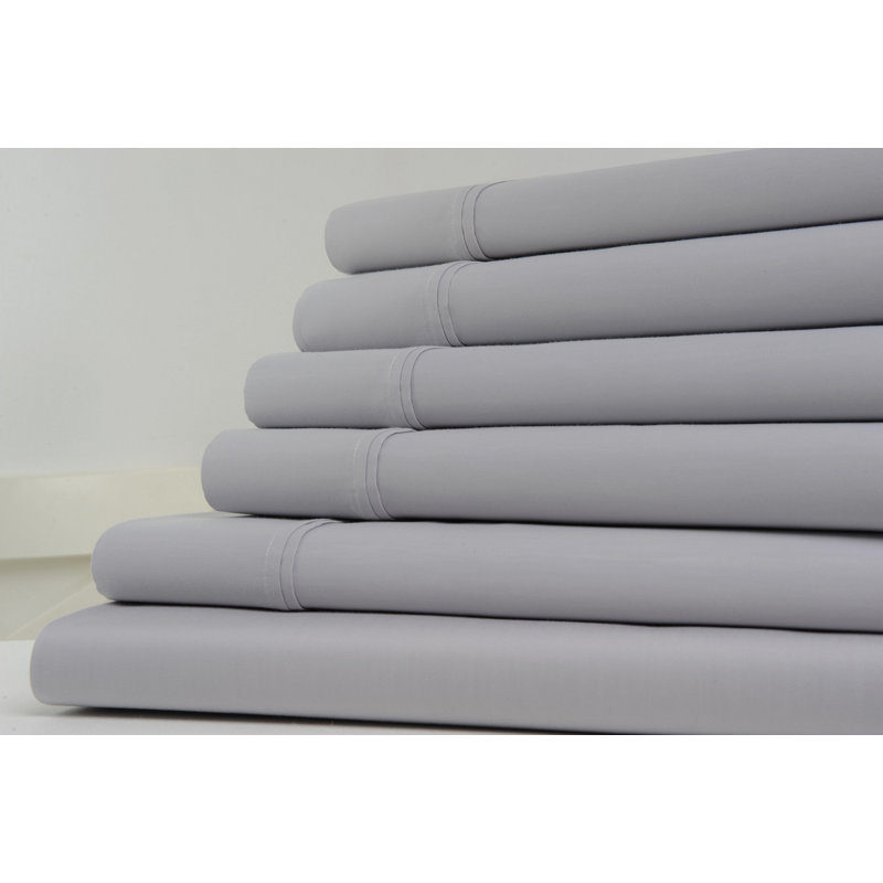 Ensemble de draps en coton riche de 1200 fils Kathy Ireland Gallery, Gris, Ensemble de draps pour taille de lit grand avec un