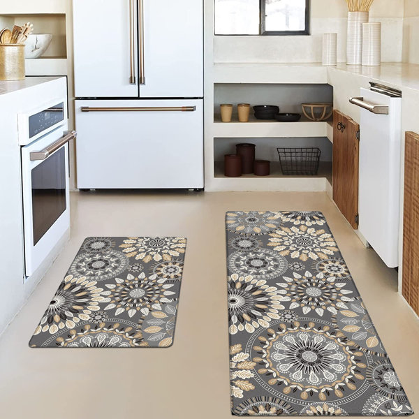 Kitchen Rugs and Mats, 2 PCS Non Slip Cushioned Anti Fatigue Washable  Runner Rug with Rubber Backing for Kitchen Floor Front of Sink, Hallway,  Laundry
