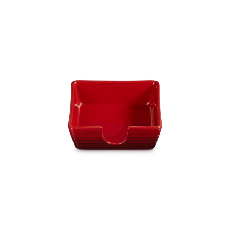 Le Creuset Stoneware Signature Cocktail Napkin Holder 6 In Shallot, Red