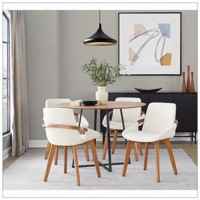 Chaise en bambou noyer et tissu crème