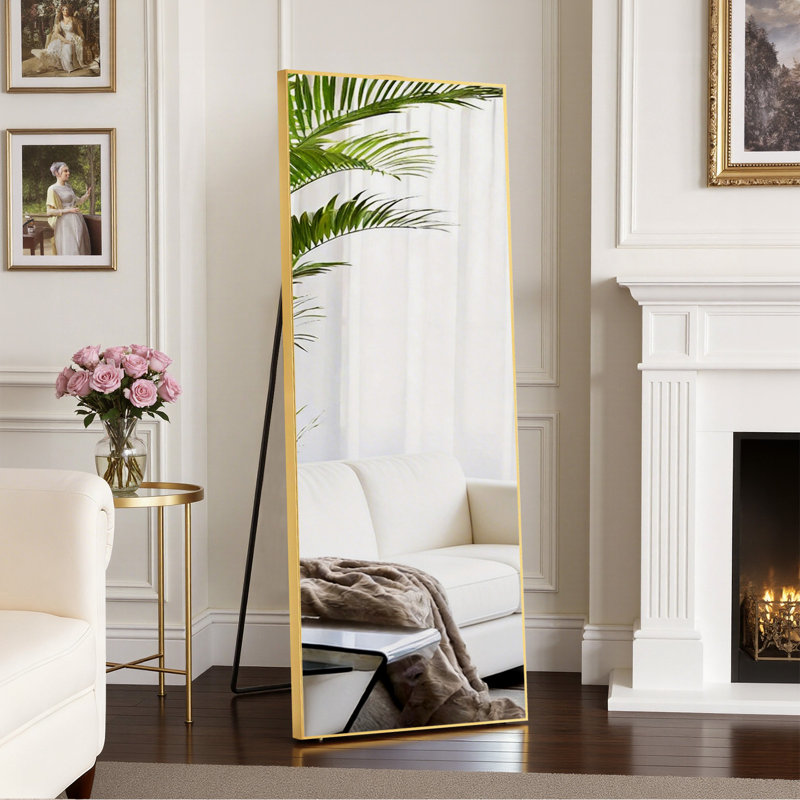 Full Length Mirror Full Body Floor Mirror Standing Hanging or Leaning Wall Mirror Bedroom Cloakroom, Gold, 65" x 24"