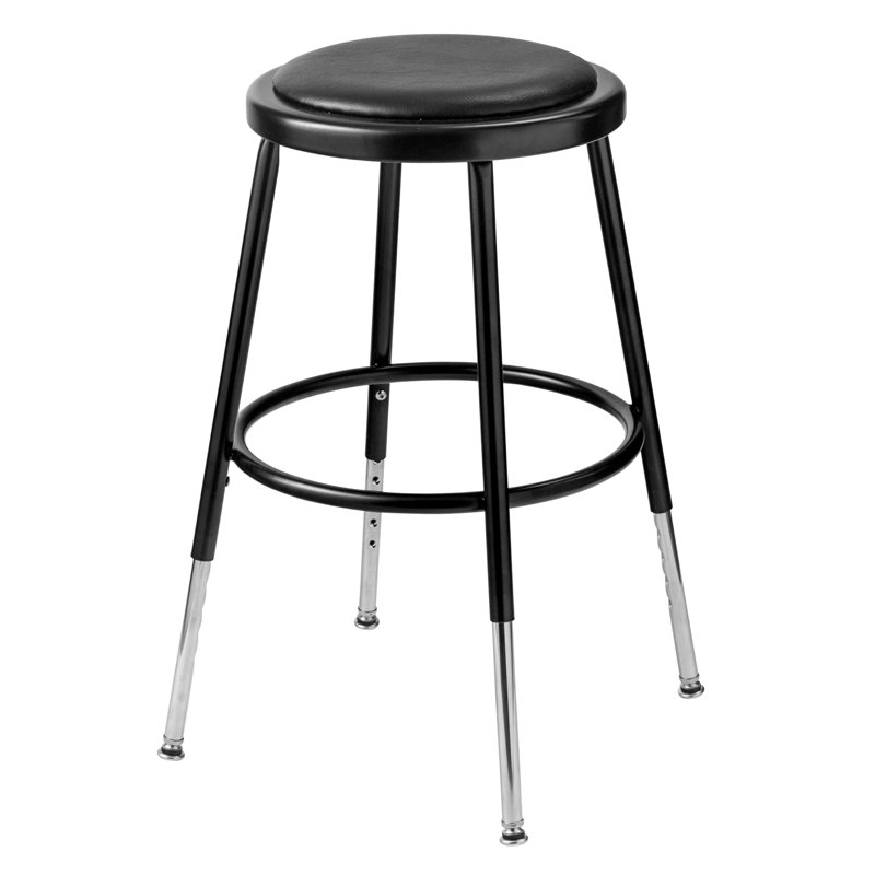 Adjustable Height Ergonomic Lab Stool, 19" H - 27" H, Black