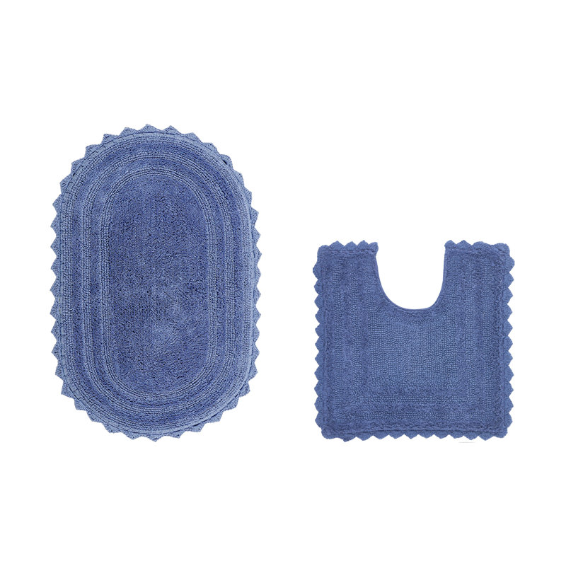 Tapis de salle de bain Janek, Bleu, 2 pièces (ovale 20 po x 20 po | 20 po x 32 po)