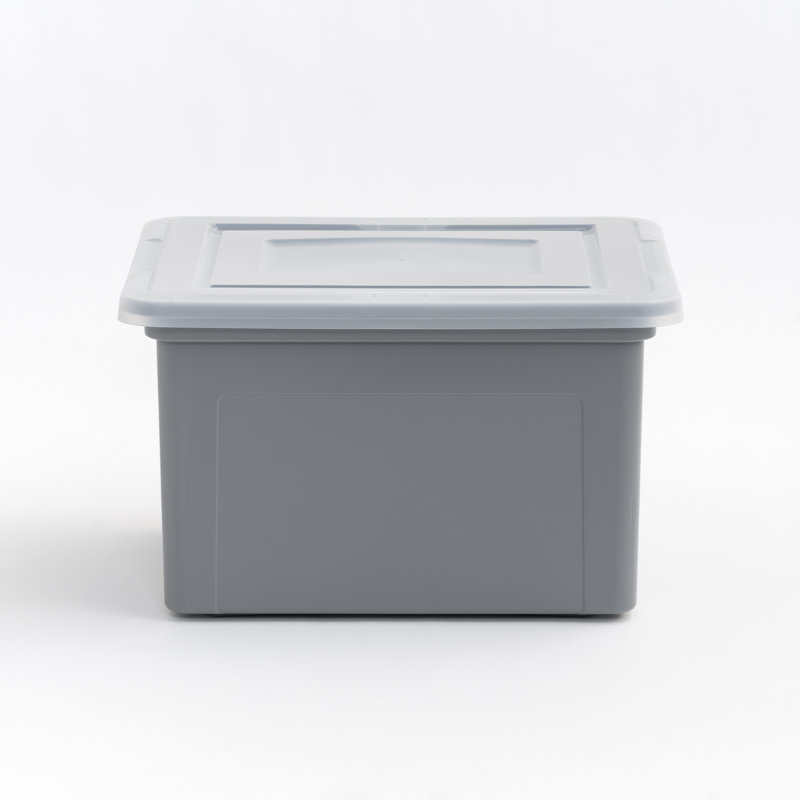 Gray 18" Plastic Storage Bin with Snap-Tight Lid