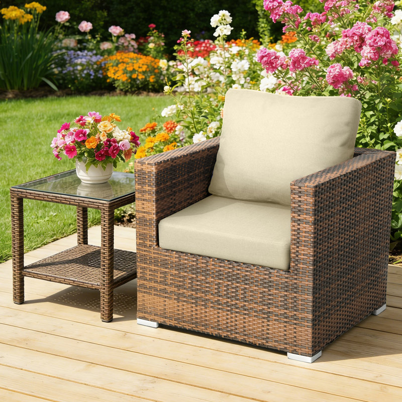 Deep Seat Patio Cushion Set, Rainproof & Fadeness Furniture Cushions for Outdoor Chair Couch with Polyester-Linen Fabric & Removable Cover, Hidden Zipper and Adjustment Staps