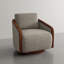 Upholstered Swivel Barrel Chair-1385574541