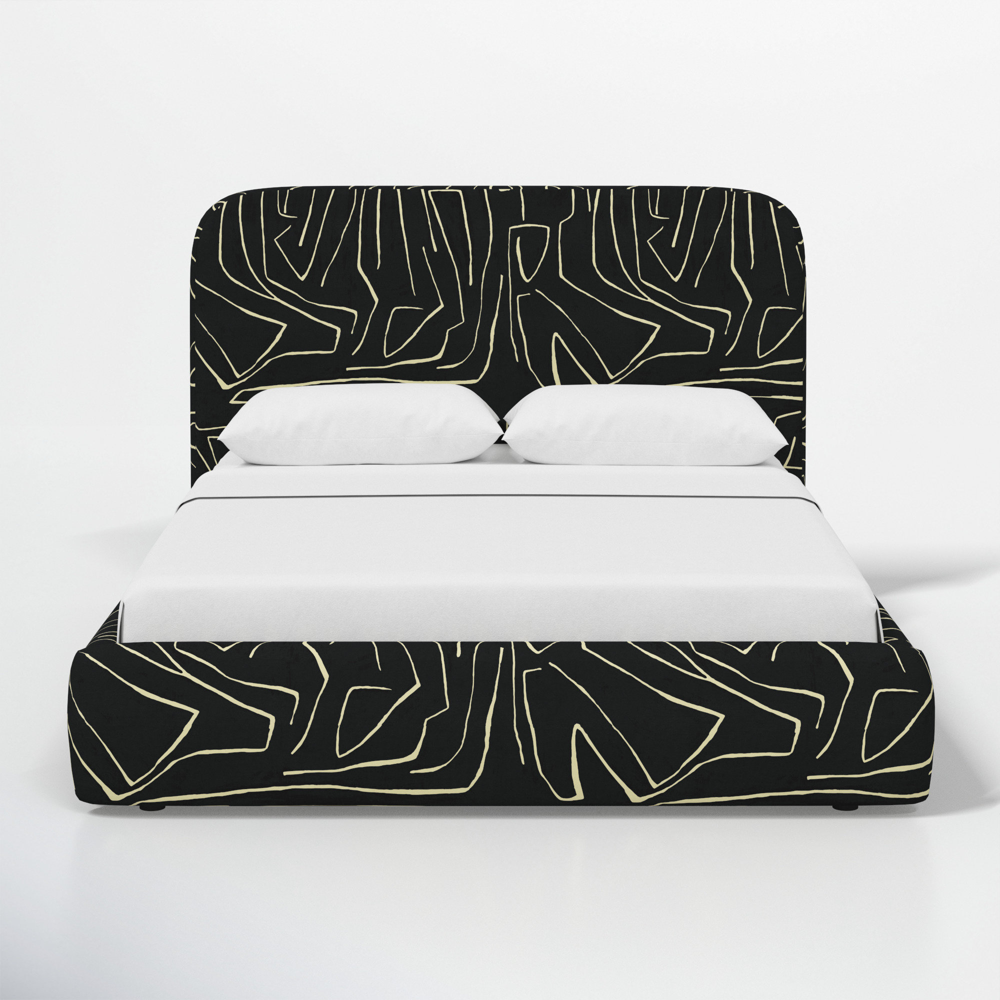 Upholstered Bed, King, Graffito Onyx Beige
