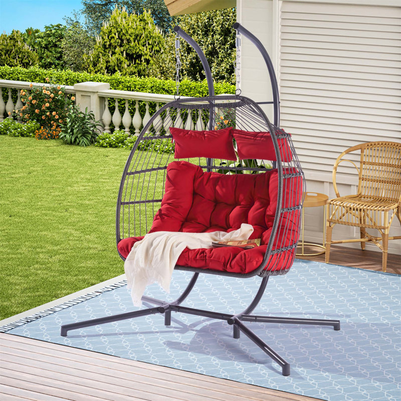 Chaise suspendue en rotin pour 2 personnes, Rouge
