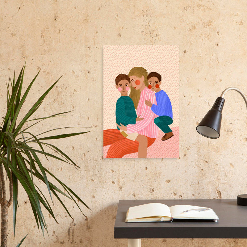 Joyful Family Hug Abstract Contemporary Portrait Wall Art Print by Bea Muller - Wrapped Canvas Print, 60.96cm H x 40.64cm W