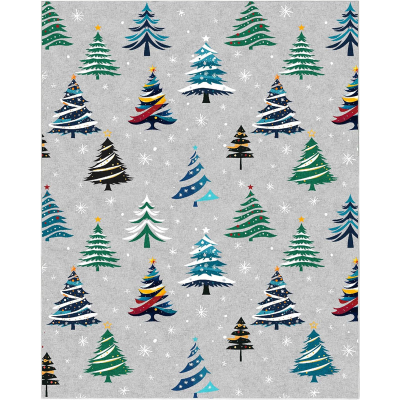 Runner Rug, Washable Rug for Home Decor, Indoor Non Slip Carpet, Soft Low Pile Christmas Rugs with Xmas Tree Motif for Kitchen, Entryway, Living Room, Bedroom