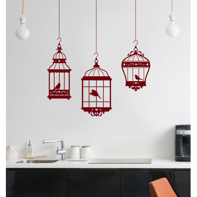 Adhésif décoratif jolies cages à oiseaux