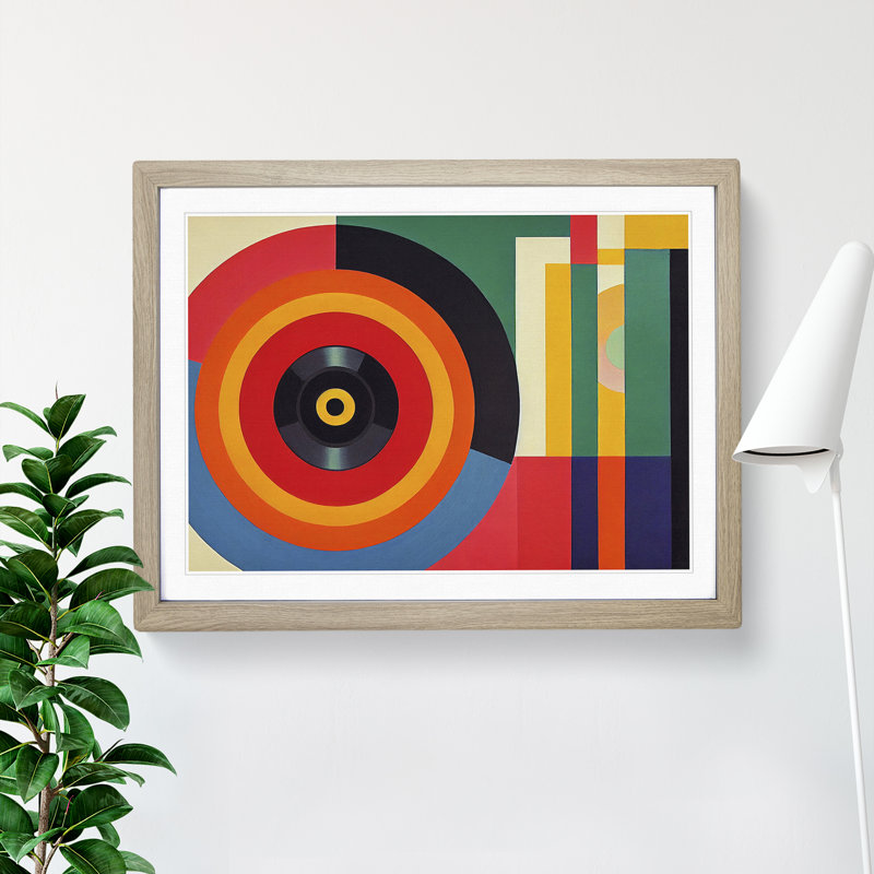 Abstract Vinyl Record Vol.1 - Single Picture Frame Print, 46cm H x 64cm W x 2cm D, Oak