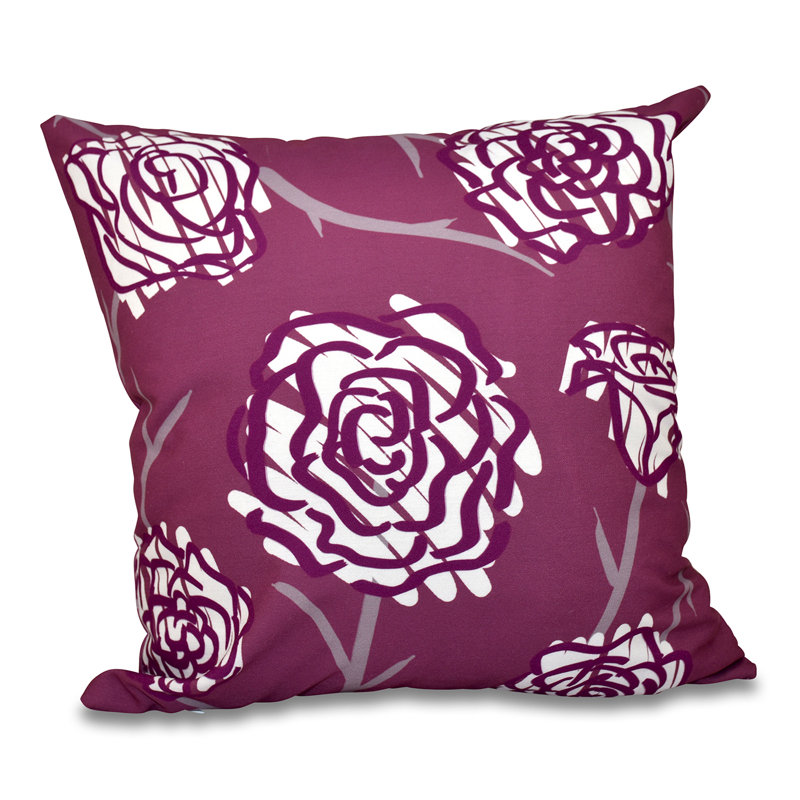 Botanical Blooms Floral Reversible Throw Pillow, 18" H x 18" W, Purple