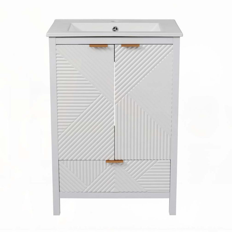 Meuble-lavabo de salle de bain avec lavabo, Blanc