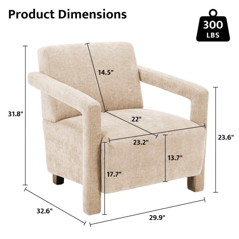 Fauteuil en chenille de 29,9 po de largeur avec structure en bois massif, Chenille brun