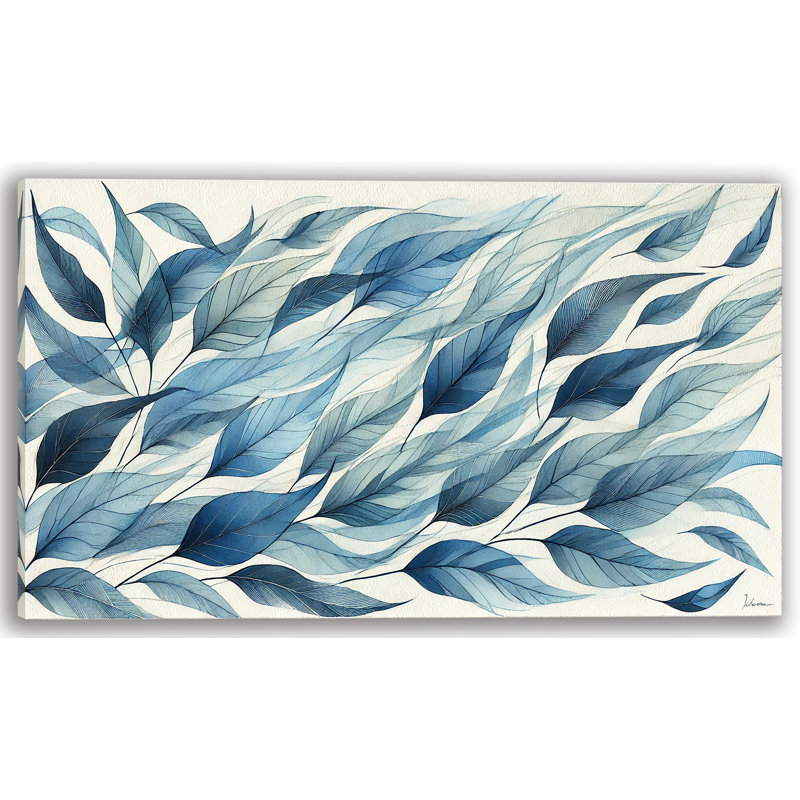 «Blue Leaf Breeze», reproduction d'art sur toile botanique, H 20 po x l 35 po