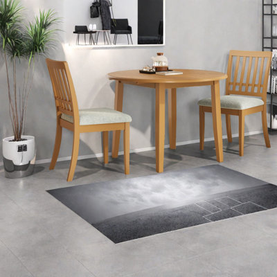 Ensemble de table de salle à manger 3 pièces peu encombrant, bois brun clair, design moderne