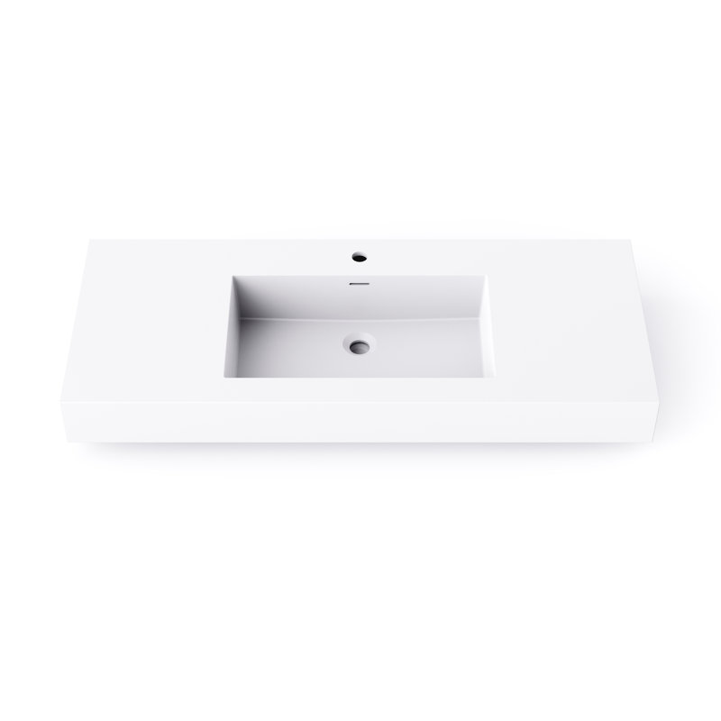 Arlowe 47.2'' Wall-Mount Basin Solid Surface Sink With Matte Finish (Sink Only)