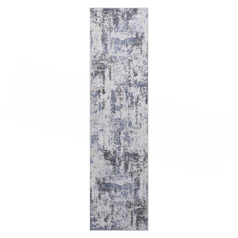 Collection 2X8 Grey/Denim /Abstract Non-Shedding Living Room Bedroom Dining Home Office Stylish And Stain Resistant Area Rug