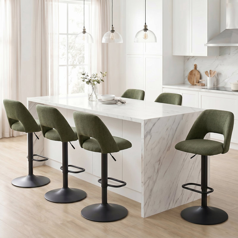 Tabouret de bar rotatif à hauteur ajustable Bridgette 24 "à 32" (ensemble de 6, Vert olive