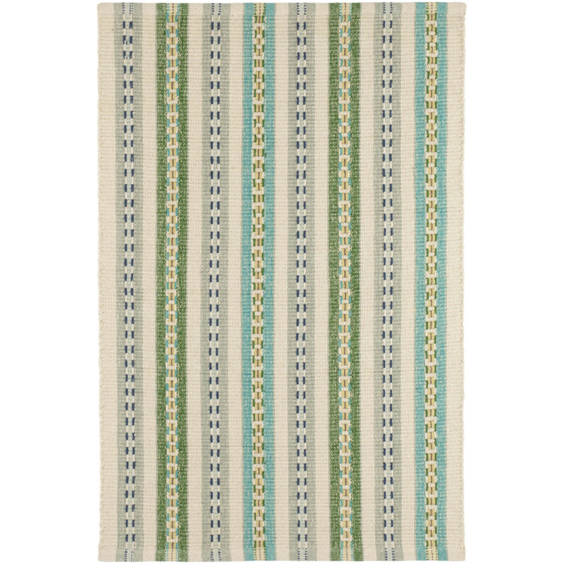 Long Slade Teal Handwoven Cotton Rug, Rectangle 8'6" x 11'6"